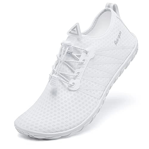 Racqua Men&Women Water Shoes Breathable Barefoot Pool Shoes Outdoor Windsurfing Beach Volleyball Sailing Beach Swim Shoes White 8.5 Women/7.5 Men - Image 1