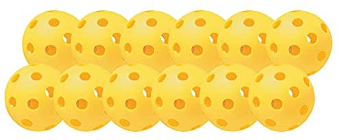 Champion Sports 9" Regulation Size Hollow Plastic Baseballs – Lightweight, Durable Practice Balls for All Ages – Yellow – Pack of 12