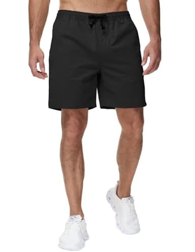 Yundobop Men's Casual 7 Inch Shorts Twill Drawstring Summer Beach Stretch Golf Shorts with Zipper Pockets Black 42 - Image 2