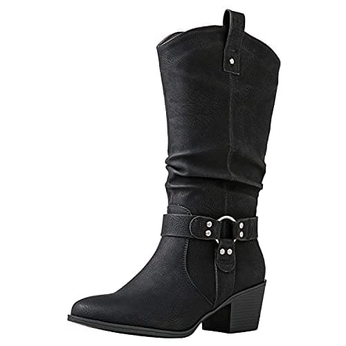GLOBALWIN Women's Black Knee High Cowboy Boots Cowgirl Boots 8.5M - Image 1