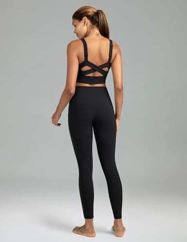 Colorfulkoala Women's High Waisted Tummy Control Workout Leggings 7/8 Length Yoga Pants with Pockets (L, Black) - Image 7