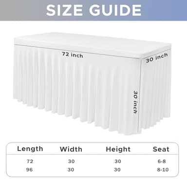 Nasitos White Table Skirt for 6 Foot Rectangle Tables, 4 Pack - 72 x 30 Inch - Stretch Spandex Fitted Table Clothes, Fabric Table Covers Cocktail Tablecloths for Party, Banquet, Birthday - Image 4