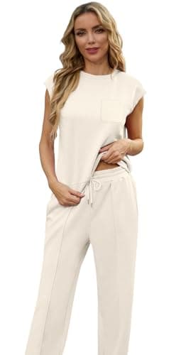 GRECERELLE Lounge Sets For Women Loungewear Set Sweatsuits 2 Piece Outfit Jogging Suits For Women Apricot-XL - Image 5