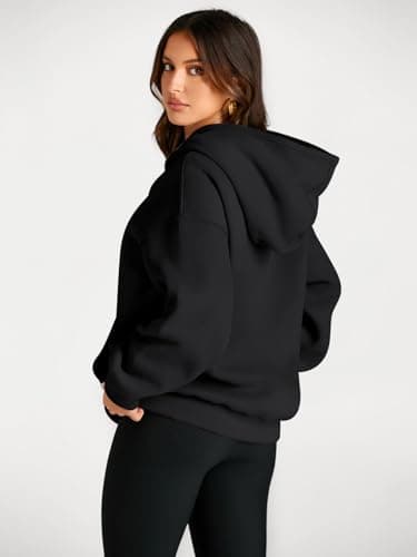 Trendy Queen Womens Oversized Hoodies Fleece Sweatshirts Fall Fashion Pullover Sweaters Winter Clothes 2025 Black M - Image 4