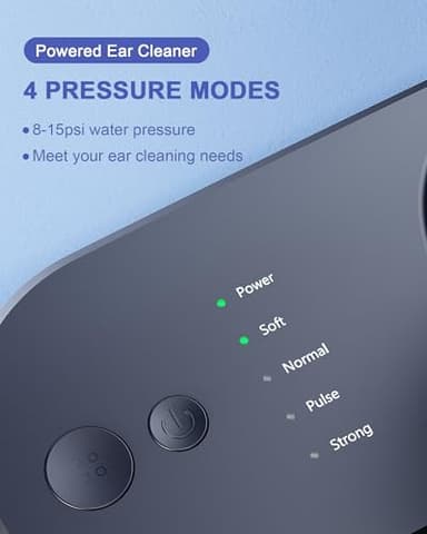 Ear Wax Removal Kit Tool Ear Cleaner Earwax Removal Kit Ear Irrigation Flushing System Ear Wax Headphones Ear Cleaning Kit with One-Piece Tank, 4 Pressure Levels HSA FSA Eligible Items List Grey - Image 4