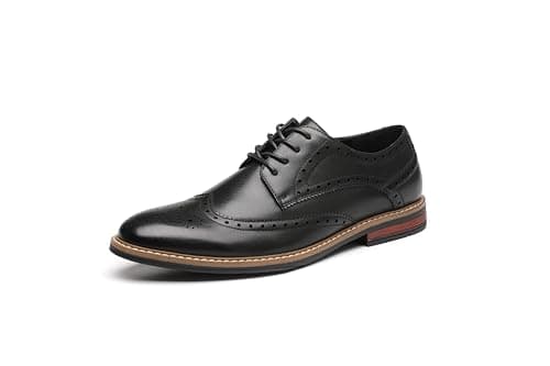 DECARSDZ Men's Classic Modern Formal Oxford Brogue Wingtip Lace Up Dress Shoes Wedding Shoe - Image 1