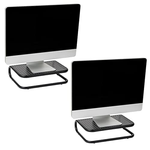 Mind Reader Monitor Stand, Set of 2, Ventilated Laptop Riser, Desktop Organizer, Metal, 14.25"L x 11"W x 4.25"H, Black - Image 1