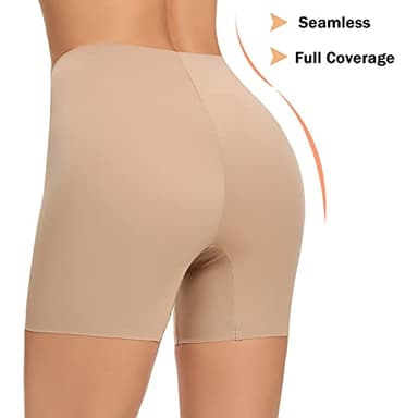 Womens Seamless Shaping Boyshorts Panties Tummy Control Underwear Slimming Shapewear Slip Shorts(#A1 Beige(no Control),Medium) - Image 5