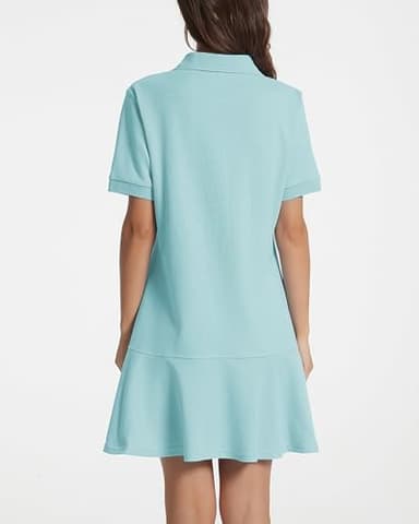 YEXPINE Polo Dress for Women Short Sleeve Ruffle Hem Golf Tennis Summer Mini Dresses Mint Green - Image 3