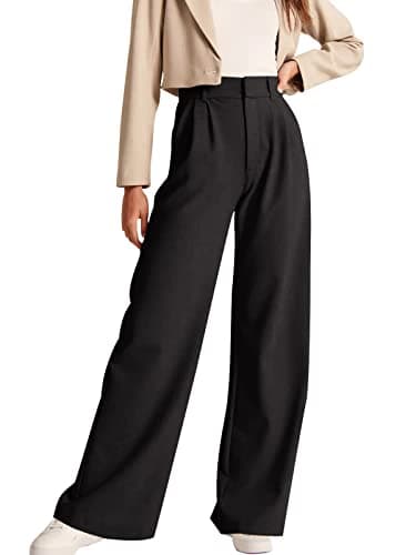 NIMIN Office Work Pants for Women High Waisted Dress Pants Straight Leg Business Casual Pants Trousers with Pockets Black Small - Image 1