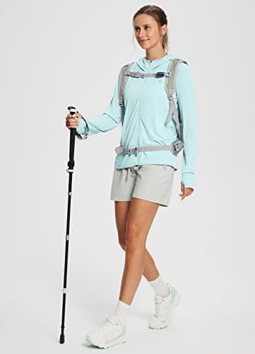 baleaf Women's SPF Jacket Sun Shirt UV Protection Hoodie Zip Up Long Sleeve Hooded Summer Clothing Running Hiking Spa Retreat 2XL Blue - Image 6