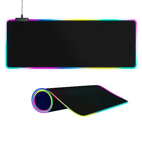 Large RGB Gaming Mouse Pad -15 Light Modes Touch Control Extended Soft Computer Keyboard Mat Non-Slip Rubber Base for Gamer Esports Pros 31.5X11.8 - Image 1