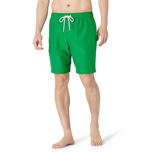 Amazon Essentials Men's 9" Swim Trunks, Dark Green, Large - Image 1