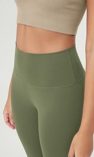 ODODOS Buttery Soft Lounge Yoga Leggings for Women Full Length 28" High Waist Yoga Pants, Dark Olive, Medium - Image 5