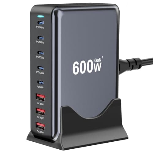 600W Fast USB C GaN Ⅲ Pro Charger Block,8 Port Charging Station,Dual 140W PD3.1 PPS Fast Charging Station for Multiple Devices Laptop Wall Charger Compatible with MacBook/iPhone 16/iPad etc - Image 1