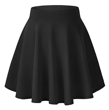Urban CoCo Women's Basic Versatile Stretchy Flared Casual Mini Skater Skirt (Medium, Black) - Image 1