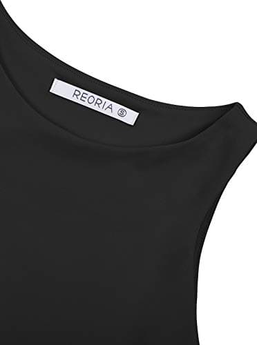 REORIA Women's Sexy Sleeveless High Neck Crop Tank Top Racerback Double Lined Cute Basic Cropped Tops 2025 Going Out Shirts Black Large - Image 5
