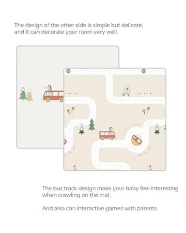 BG-BABYGO Baby Play Mat 47x47 Foldable Baby Play Mat for Playpen 50x50 Playpen Mat Reversible Foam Play Mat for Baby to Play on Floor 0.4" Crawling Baby Girl Play Mat for 50x50 Playpen(47 * 47 * 0.4) - Image 5