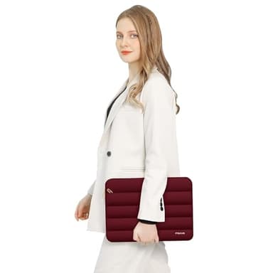 MOSISO 13.3 inch Laptop Case, 13-13.3 inch Puffy Laptop Sleeve Compatible with MacBook Air 13 13.6 M4 M3 M2 M1/Pro 13/Pro 14, HP Dell ASUS Lenovo,Polyester Horizontal Bag with Small Case, Red - Image 6