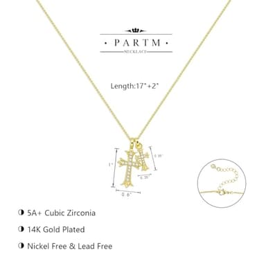 Partm Double Cross Necklace for Women Dainty Cross Pendant Choker 14K Gold Plated Trendy CZ Diamond Cross Charm Necklace Hypoallergenic Delicate Faith Jewelry Religious Gifts for Women - Image 5