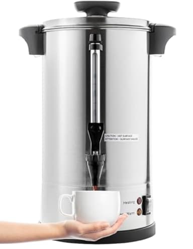 SYBO SR-CP-50B Commercial Grade Stainless Steel Percolate Coffee Maker Hot Water Urn for Catering, 50-Cup 8 L, Metallic - Image 1