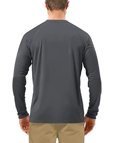 Roadbox Mens UPF 50+ UV Sun Protection Shirts Outdoor Long Sleeve SPF Diving Rash Guard for Fishing Hiking Swimming Dark Gray - Image 2