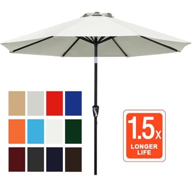 ABCCANOPY 11FT Patio Umbrella, Outdoor Waterproof Table Umbrella with Push Button Tilt and Crank, 8 Ribs UV Protection Pool Umbrella for Garden, Lawn, Deck & Backyard (Light Beige) - Image 3