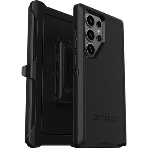 OtterBox Samsung Galaxy S24 Ultra Defender Series Case - Black, Rugged & Durable, with Port Protection, Includes Holster Clip Kickstand - Image 1