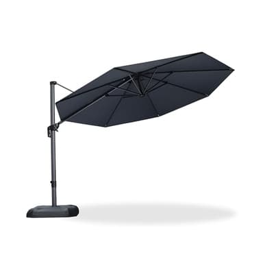 PURPLE LEAF 11 Feet Patio Umbrella Outdoor Cantilever Round Umbrella Aluminum Offset Umbrella with 360-degree Rotation for Garden Deck Pool Patio, Grey - Image 9
