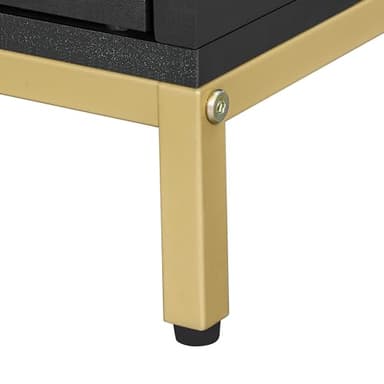 Homhedy Cat Litter Box Enclosure, Cat Washroom Furniture with Metal Frame, Pet House, Fit Most of Litter Box, Modern Style, Black and Gold - Image 8