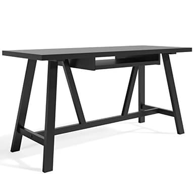 SIMPLIHOME Dylan SOLID WOOD Industrial 60 inch Wide Writing Office Desk in Black for the Office Desk, Writing Table, Workstation and Study Table - Image 1
