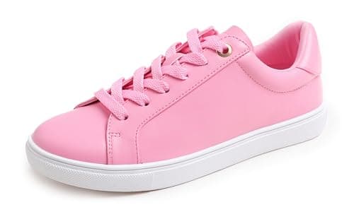 FEVERSOLE Women's Fashion Lightweight Spring Summer Vegan Leather Sneaker Casual Comfort Walking Shoes Hot Pink Size 8.5 M US - Image 1