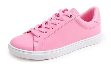 FEVERSOLE Women's Fashion Lightweight Spring Summer Vegan Leather Sneaker Casual Comfort Walking Shoes Hot Pink Size 8.5 M US - Image 1