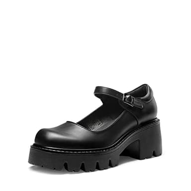 DREAM PAIRS Women's Mary Janes Shoes Platform Dress Low Heel Chunky Pumps Round Toe Ankle Strap Pumps Shoes Oxfords,Size 9,Black-PU,SDPU2346W-NEW - Image 1