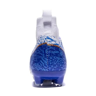 curunect Boys Girls Soccer Cleats Lightweight High-top Training Football Shoes for Youth Non-Slip Kids Soccer Futsal Shoes, Tacos de Futbol para niños, Blue/White/Gold, Little Kid 13 - Image 3
