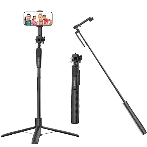 ZZR SEVEN Tripod for iPhone, Selfie Stick for iPhone with Remote, Phone Stand Tripod for Recording,Compatible with All Cell Phone and Camera A69S (72") - Image 1