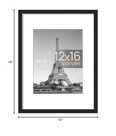 upsimples 12x16 Picture Frame, Display Pictures 8.5x11 with Mat or 12x16 Without Mat, Wall Hanging Photo Frame, Black, 1 Pack - Image 8