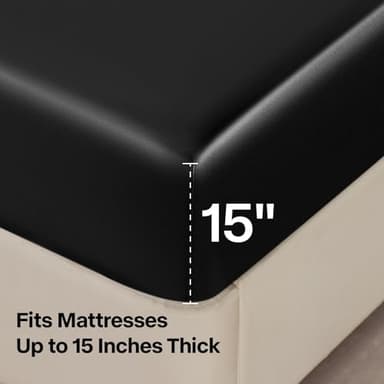 BEDELITE Satin Sheets Full Size Bed Set, Luxury Soft Black Silky Sheets for Hair and Skin, Similar to Silk Bed Sheets Set 4 Pieces with 1 Deep Pocket Fitted Sheet, 1 Flat Sheet, and 2 Pillowcases - Image 6