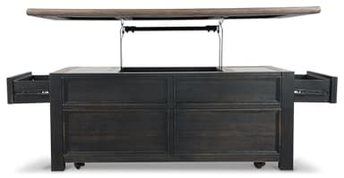 Signature Design by Ashley Tyler Creek Rustic Farmhouse Lift Top Coffee Table with Drawers, Brown & Black - Image 10