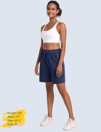 MAGCOMSEN Womens Hiking Shorts Quick Dry 8 Inch Inseam Lightweight Golf with Pockets Jogging Navy Blue 2XL - Image 8