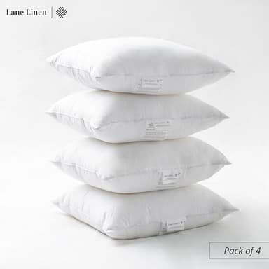 LANE LINEN 4 Pack 18x18 White Throw Pillow Inserts for Decorative Pillow Covers, Couch Pillows for Living Room, Fluffy Pillows for Bed - Image 2