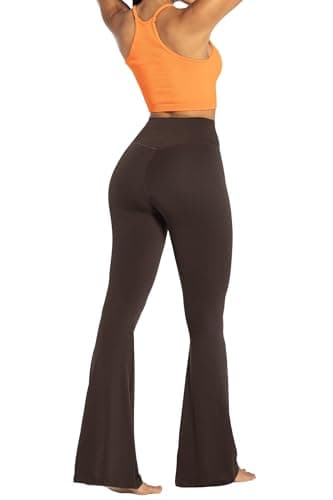 Sunzel Flare Leggings, Crossover Yoga Pants with Tummy Control, High Waisted and Wide Leg, No Front Seam Java Brown X-Large 28" Inseam - Image 8