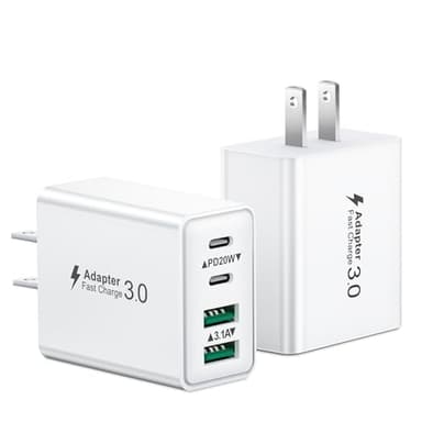 USB C Charger Block, 2Pack 40W 4-Port Type C Fast Charging Block Dual PD Power Adapter+QC Plug Double USB Wall Charger Blocks Multiple USBC Charging Cube for iPhone 16 15 14 13 12 11 Pro Max, Samsung - Image 1