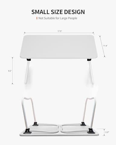 FISYOD Foldable Lap Desk, Laptop Bed Desk, Portable Bed Table, Laptop Stand for Bed & Couch, Lightweight & Mini - White - Image 3