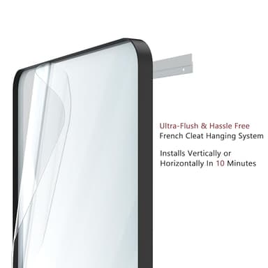 VocalStar Black Metal Framed Bathroom Mirror for Wall, 48 x 36 Inch Large Rounded Rectangle Matte Black Bathroom Vanity Mirror Farmhouse, 1/4-inch Shatterproof Glass | Ultra-Flush Hanging - Image 5