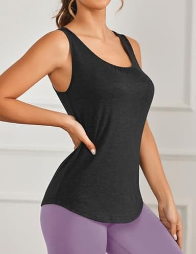 PINSPARK Workout Tank Tops for Women Grey Gym Shirts Racerback Yoga Top Running Shirts Loose Fit Athletic Tanks XL - Image 4