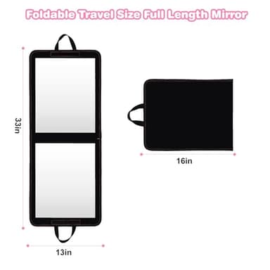 LPHUMEX Foldable Portable Full Length Mirror for Camping, Travel, Dancers, 32x13 Inch, Black, Hanging Folding Mirror for Dance, Full Body Travel Mirror - Image 2