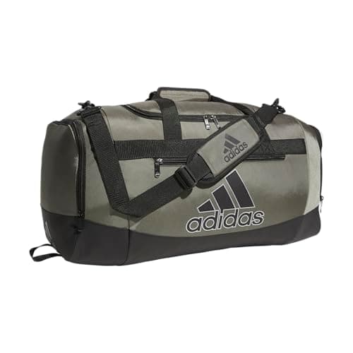 adidas Unisex Defender 4.0 Gym Duffel Bag for Men and Women, Olive Strata Green/Black/Silver Metallic, Medium (66L) - Image 1