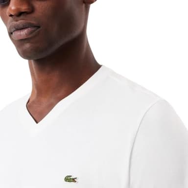 Lacoste Men's Short Sleeve V-Neck Pima Cotton Jersey T-Shirt, White, X-Large - Image 2