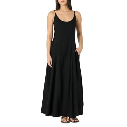The Drop Women’s Luna Scoop Neck Linen Maxi Dress, Black, M - Image 1
